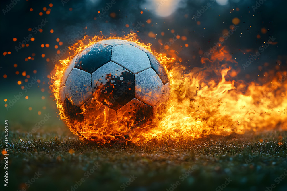 Fototapeta premium Fiery Soccer Ball Illustration