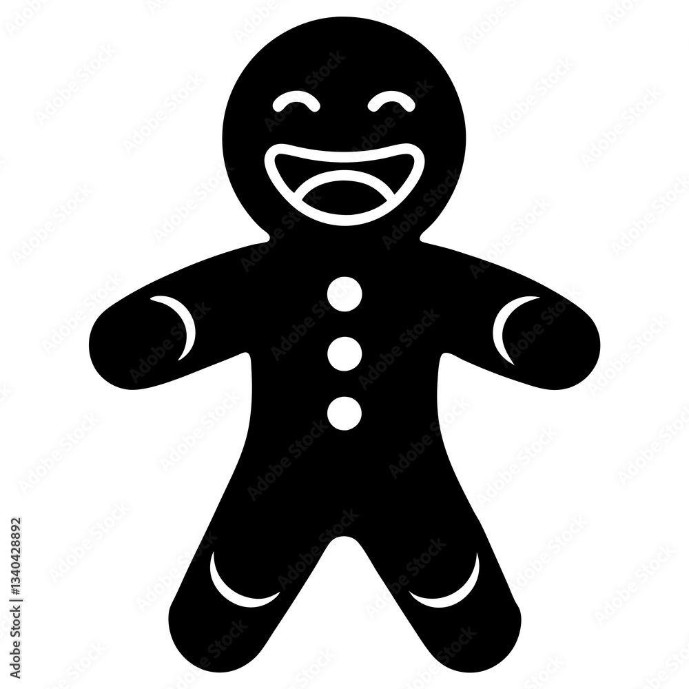 A giggling gingerbread cookie silhouette vector illustration A giggling gingerbread cookie silhouette vector illustration