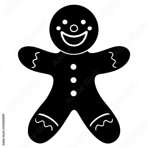A giggling gingerbread cookie silhouette vector illustration