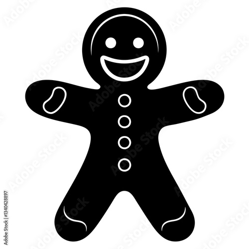 A giggling gingerbread cookie silhouette vector illustration