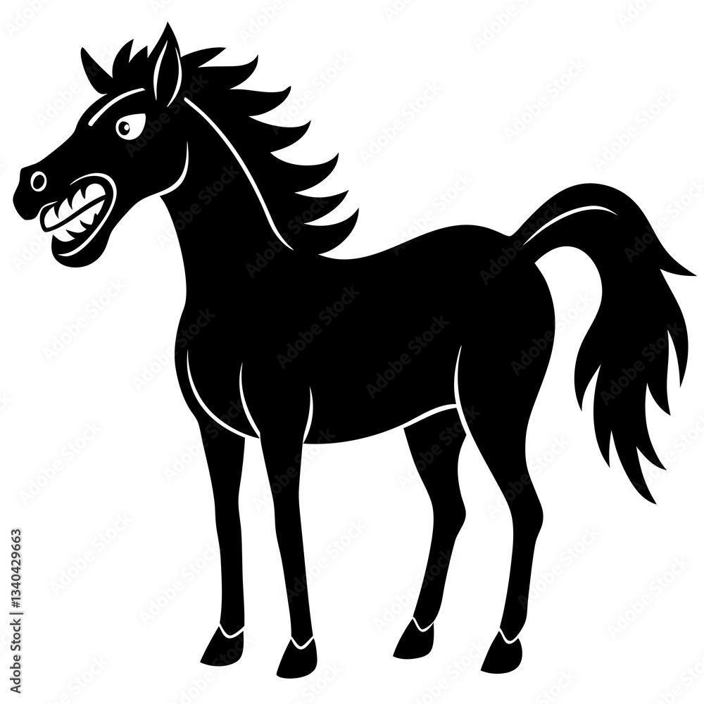 A horse with a goofy overbite silhouette vector illustration A horse with a goofy overbite silhouette vector illustration