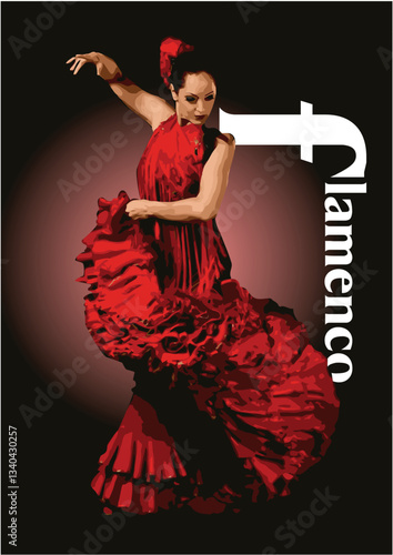 010-40-Flamenco dancer performing traditional spanish dance in red dress