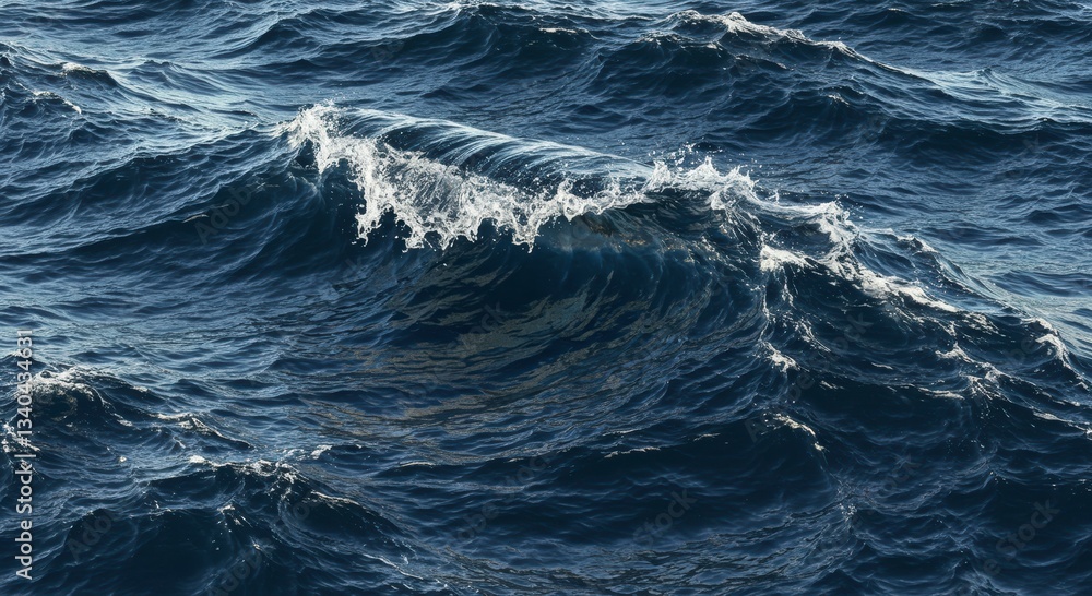 Fototapeta premium Dramatic Ocean Waves Crashing Deep Blue Water Texture Powerful Sea Surface