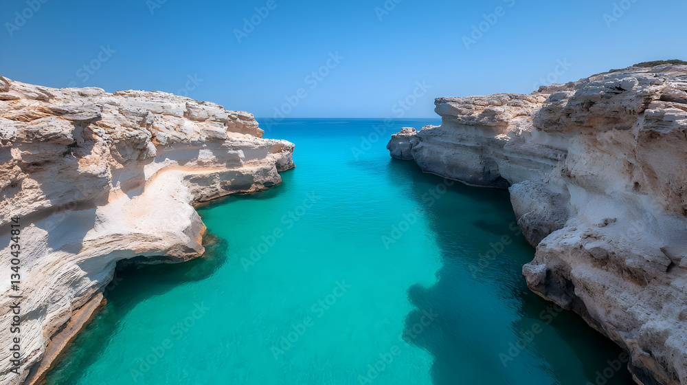 Serene Mediterranean Coastline: Turquoise Waters and White Cliffs Serene Mediterranean Coastline: Turquoise Waters and White Cliffs