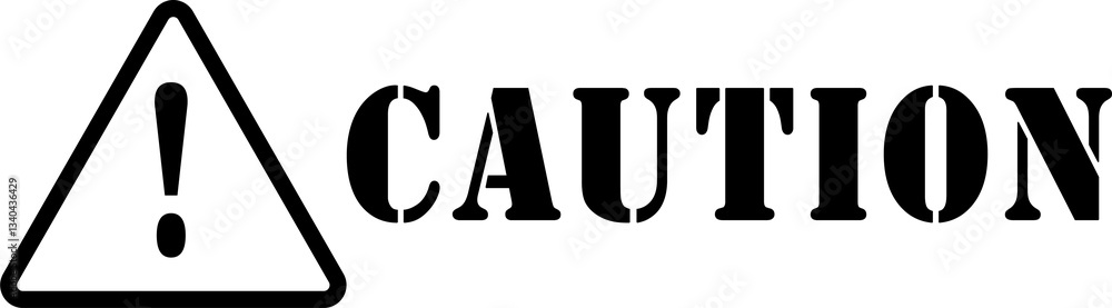 Caution mark and caution text without background. Isolated attention sign with exclamation mark. Png file. Caution mark and caution text without background. Isolated attention sign with exclamation mark. Png file.