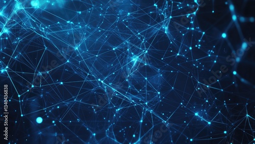 Abstract network of interconnected nodes and lines.  Complex, glowing, and dynamic structure