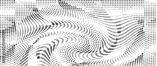 Wavy gradient halftone dots pattern texture background. Vector illustration
