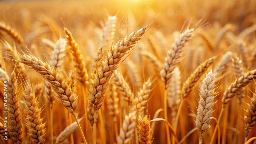Close-up of Mesopotamian wheat ears in a ancient field with brown and yellow grains, agriculture Close-up of Mesopotamian wheat ears in a ancient field with brown and yellow grains, agriculture