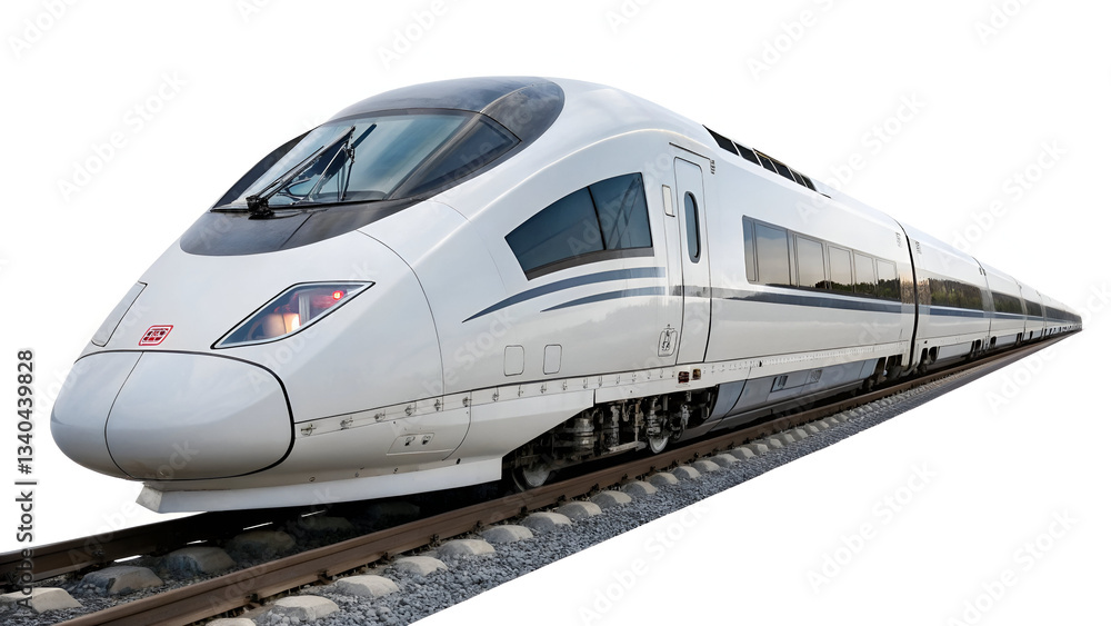 Fototapeta premium High-Speed Train: Modern Railway Transportation, Passenger Train on Tracks