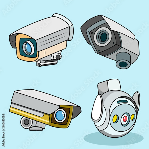 Realistic object of cctv wireless and camera symbol. Collection of cctv and security system camera. Video cctv camera, electronic equipment to monitoring