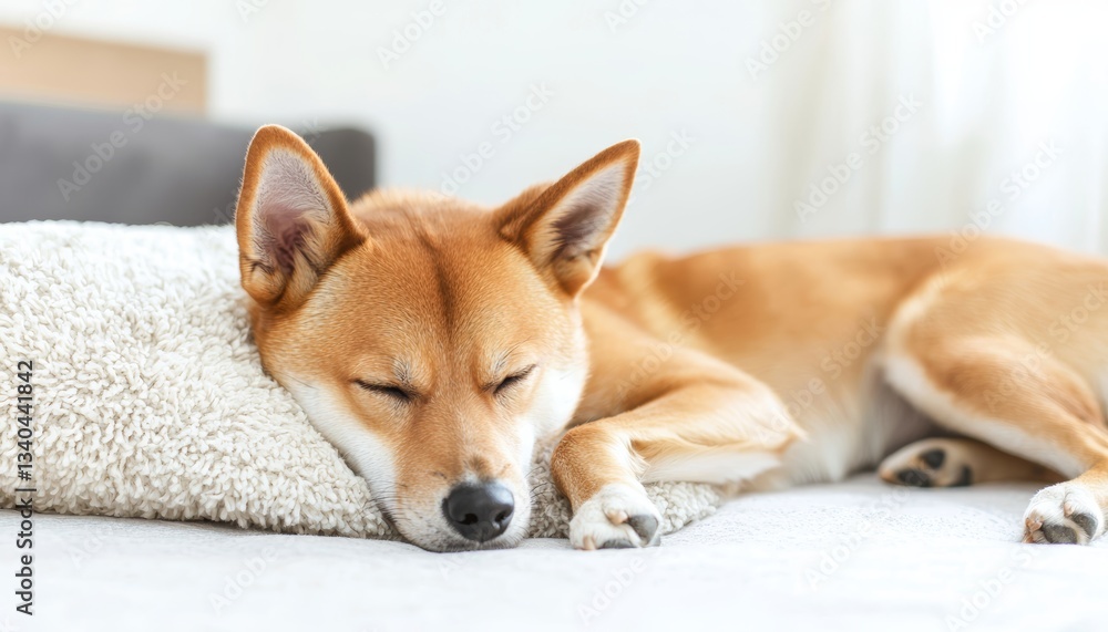 Gentle and friendly dog resting in a plush dog bed, looking calm and content in a stylish, pet-friendly living space Gentle and friendly dog resting in a plush dog bed, looking calm and content in a stylish, pet-friendly living space
