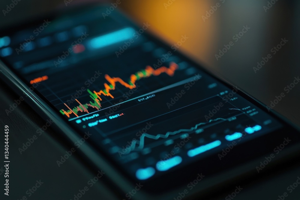 A close-up of a smartphone screen showing a dynamic finance app displaying currency exchange rates and stock market graphs. A close-up of a smartphone screen showing a dynamic finance app displaying currency exchange rates and stock market graphs.