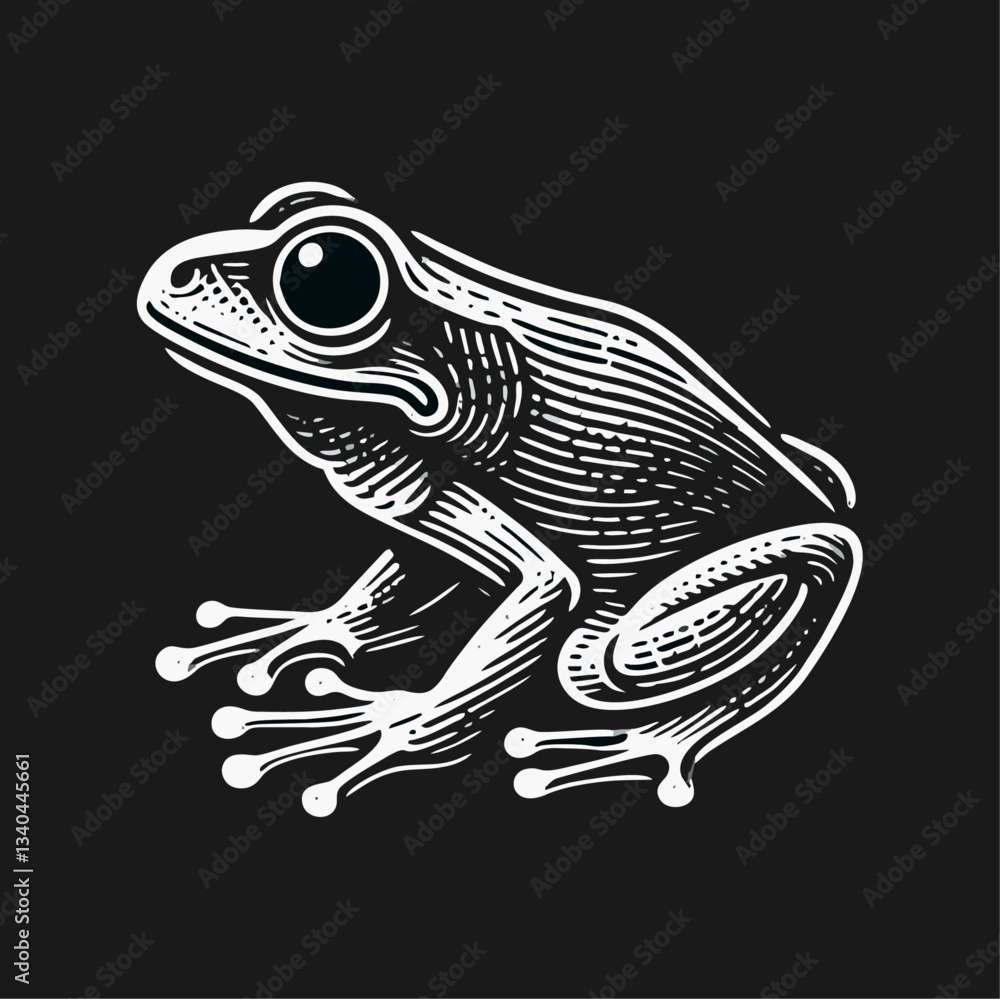Naklejka premium Frog engrave logo icon design illustration