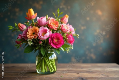 Wallpaper Mural Spring Floral Bouquet on Wooden Table with Lamp Bulb , flower arrangement, spring season Torontodigital.ca