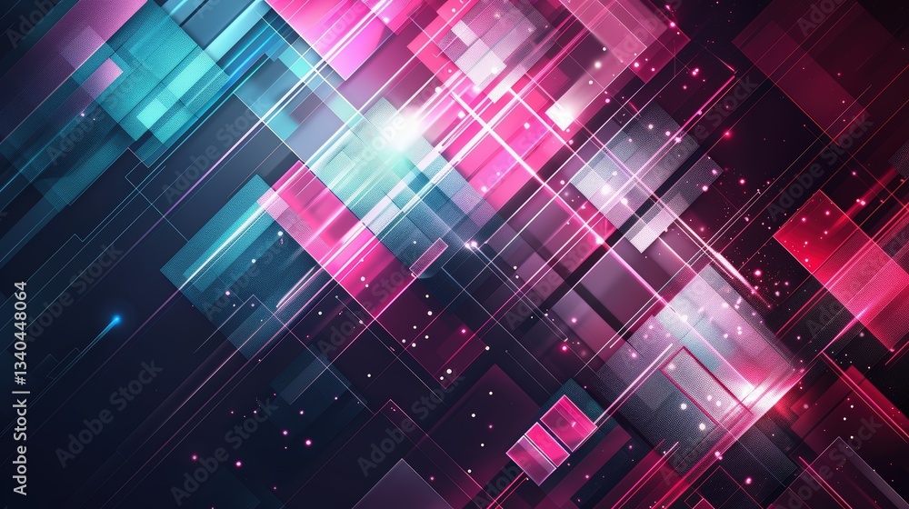 Abstract geometric shapes, vibrant colors, digital design, glowing lines, dark background Abstract geometric shapes, vibrant colors, digital design, glowing lines, dark background