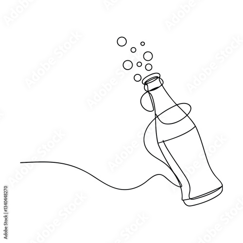 SingleLine Soda Bottle Art Bubbles, Fizz, Refreshment, Drink