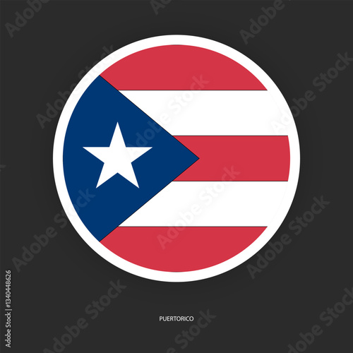 Free Download Puerto Rico circle flag icon with shadow on dark background. Puerto Rico button icon with white border isolated dark grey background	
 - GFXLoad