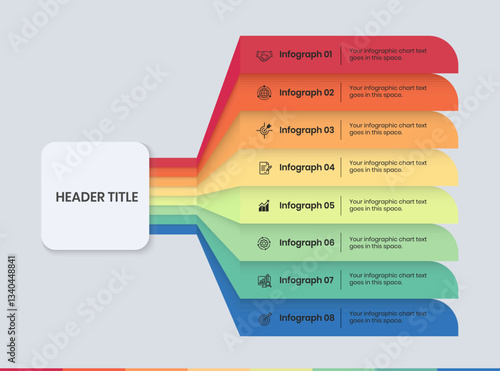 8 Steps Infographics Design Template - Graph, Pie chart, workflow layout, squire diagram, brochure, report, presentation, web design. Editable Vector illustration	