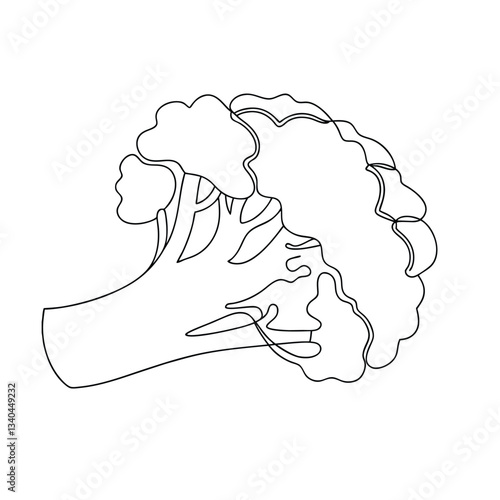 Single Line Broccoli Drawing Vegetable, Food, Art, Minimalist, Design