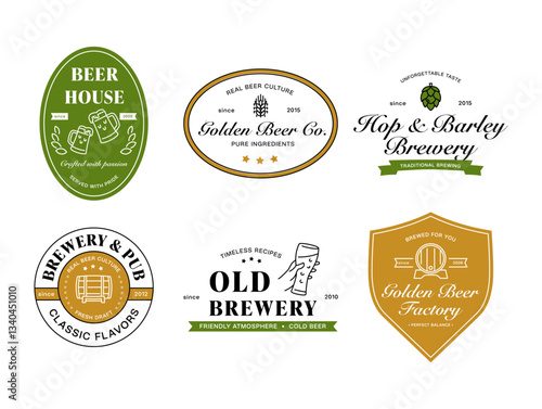 Brewery pub logos showcasing heritage and craft beer culture from various establishments