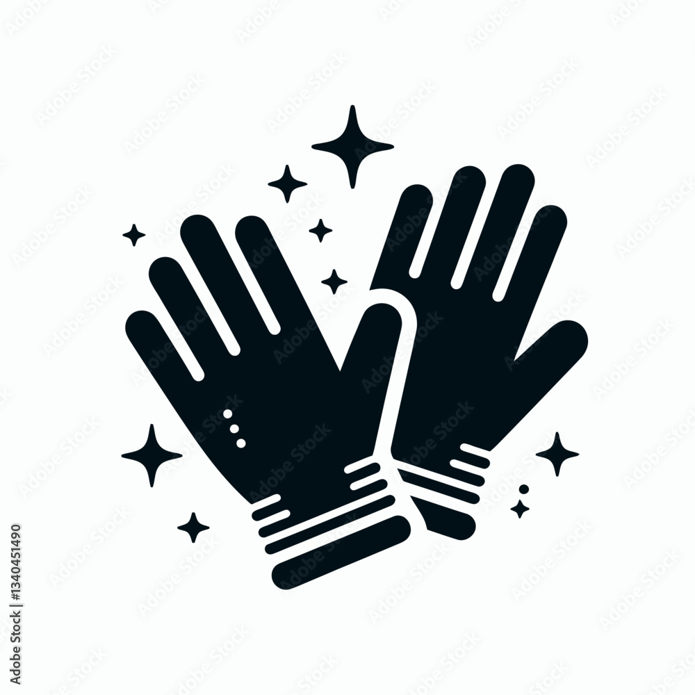Fototapeta premium very simple flat and minimalist Gardening Gloves silhouette in black on a white background