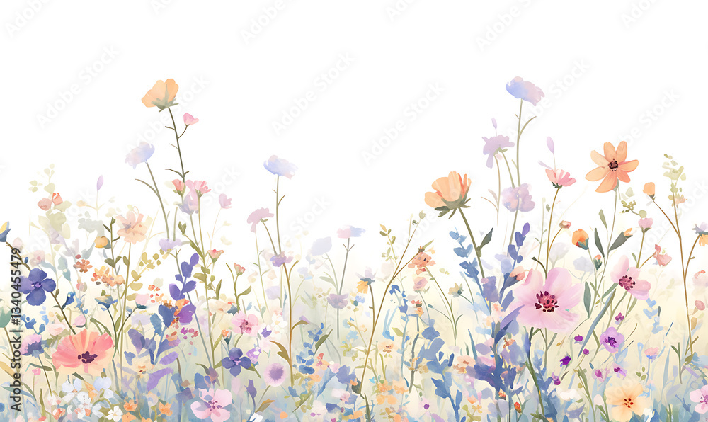 Creative 2D Doodle Floral Illustrations on White Background Creative 2D Doodle Floral Illustrations on White Background