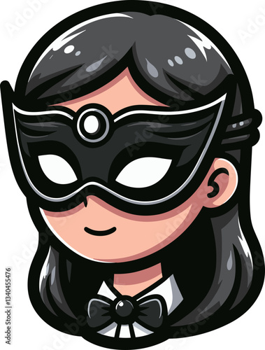 仮面をした女性ののイラスト