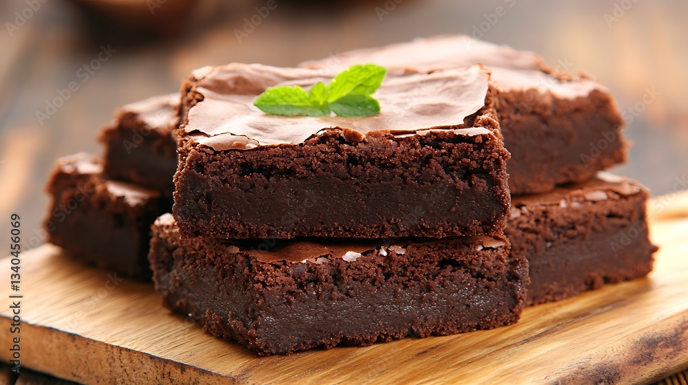 Home made chocolate brownies on board Home made chocolate brownies on board