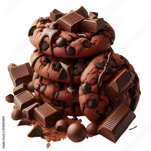 chocolate cookies on white Isolated white background