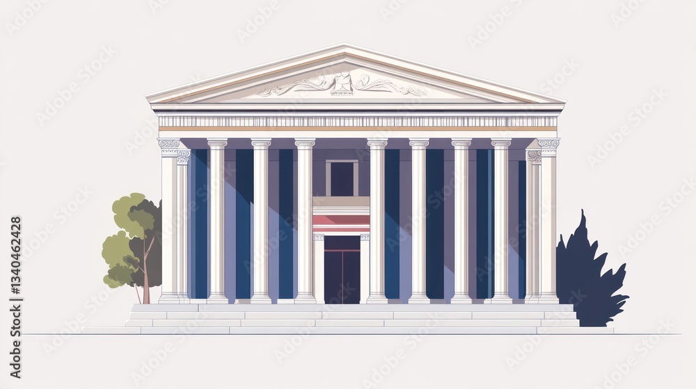 Fototapeta premium Classic building facade with columns in city