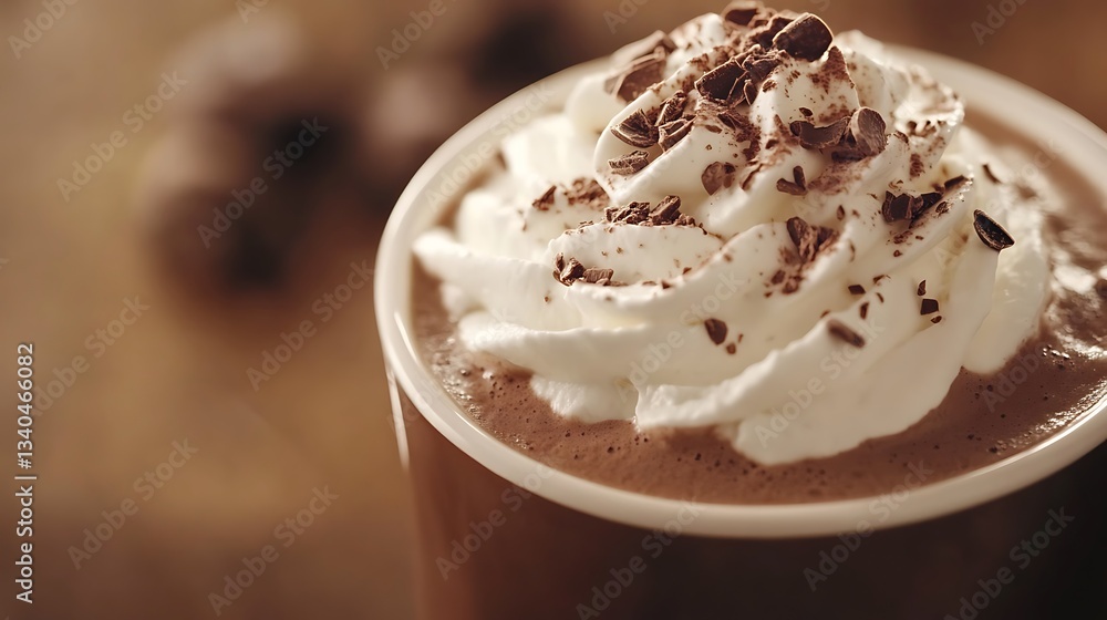 Fototapeta premium Homemade hot chocolate with whipped cream for christmas holidays