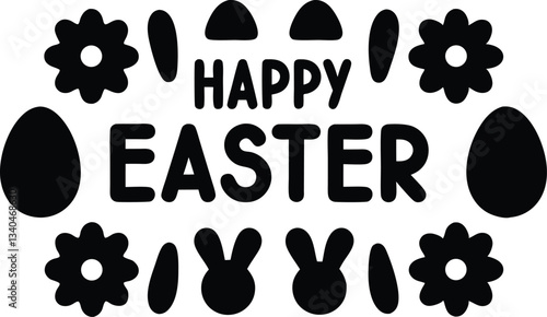 Happy easter typography symbols,  Easter Typography Clipart, Easter Day Svg T-Shirt Design.