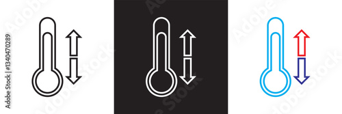 Thermometer temperature up and down icon.  Vector illustration. isolated on white and black background. EPS 10