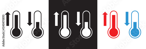 Thermometer temperature up and down icon.  Vector illustration. isolated on white and black background. EPS 10