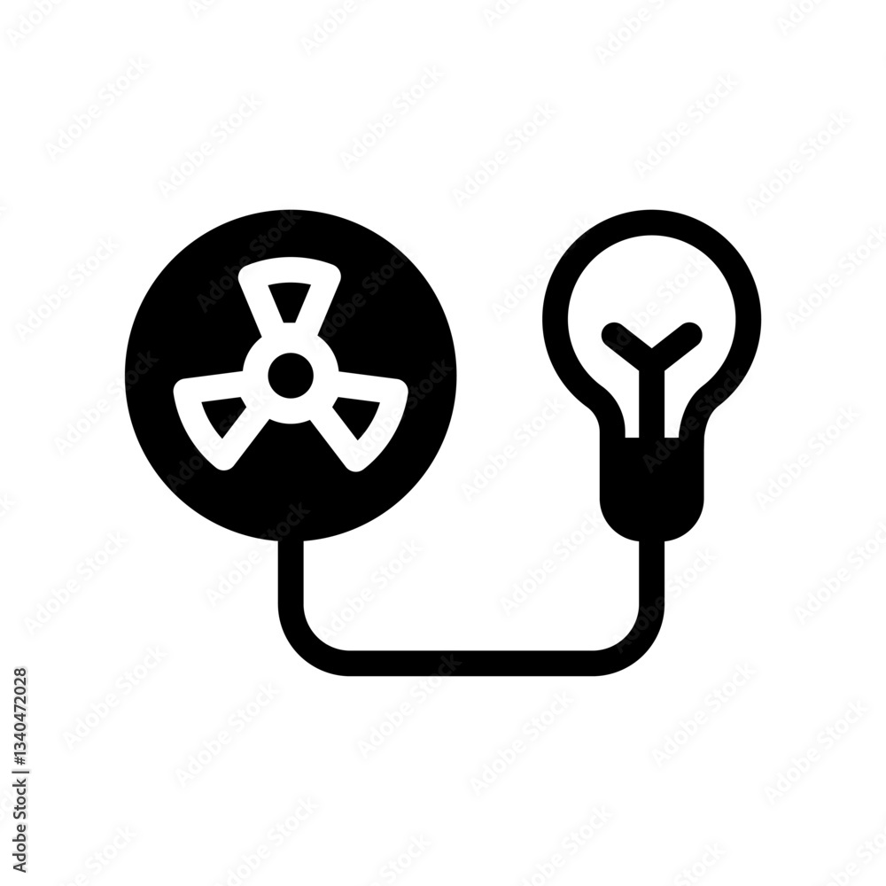 Obraz premium Icon Semi Solid nuclear energy charging lightbulb. Renewable energy, ecology and energy alternative. Solid Black icon concept