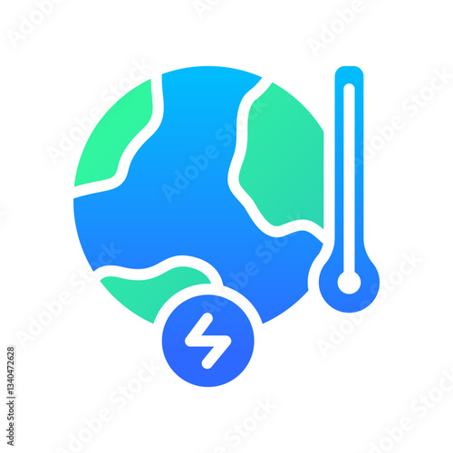 Icon Flat Gradient geothermal energy with thermometer. Renewable energy, ecology and energy alternative. Gradient Colourful icon concept