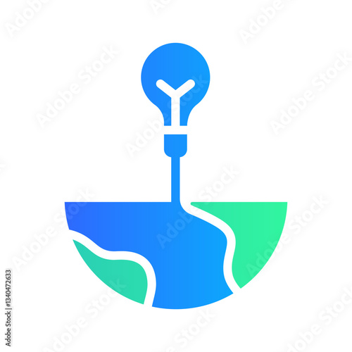 Icon Flat Gradient geothermal energy charging lightbulb. Renewable energy, ecology and energy alternative. Gradient Colourful icon concept