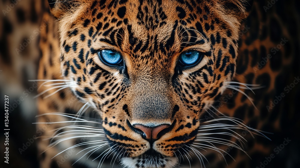 Obraz premium Close-Up Profile of a Majestic Leopard Showcasing Its Striking Spots and Intense Gaze in the Wild