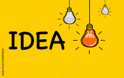 Bright light bulb idea vector illustration with abstract background 