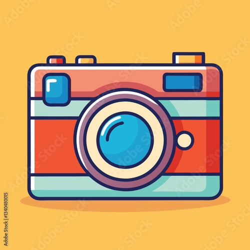 Retro Camera Vector Illustration.