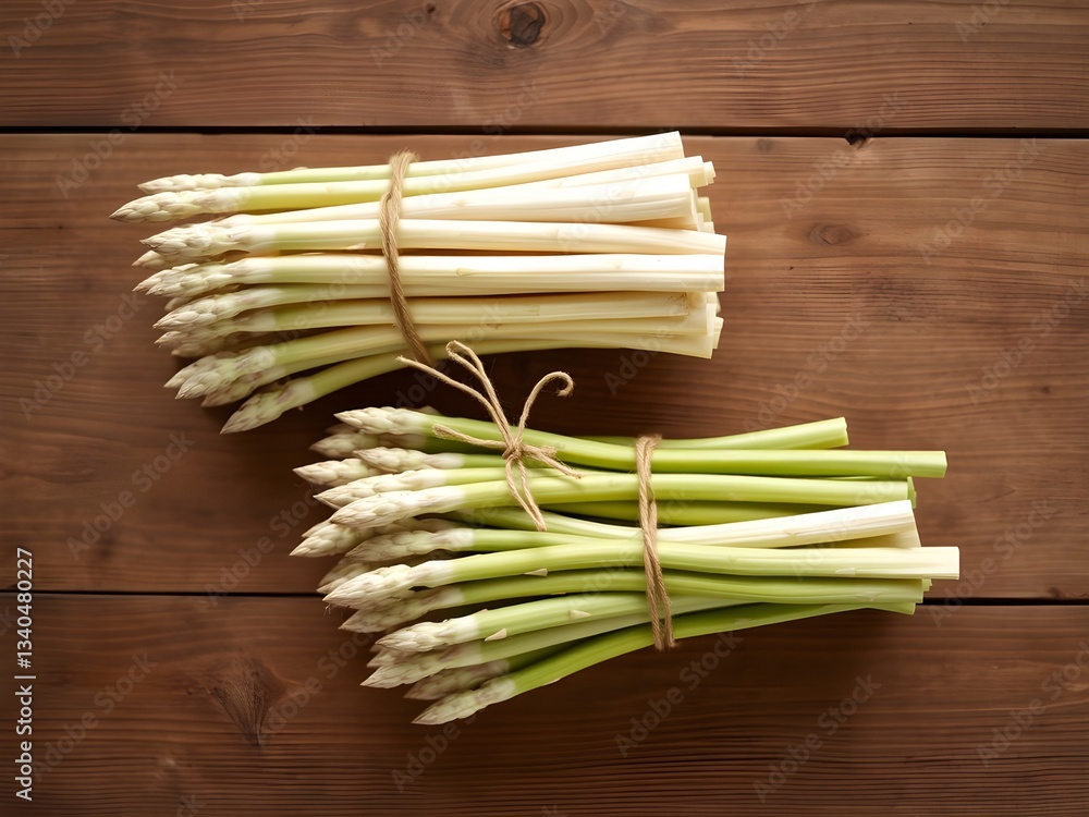Comparison of White and Green Asparagus Bundles – Fresh, Nutritious Vegetables Side by Side Comparison of White and Green Asparagus Bundles – Fresh, Nutritious Vegetables Side by Side