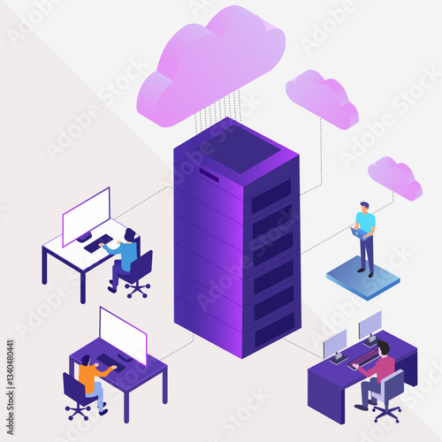 A cloud infrastructure setup with data server connected to cloud