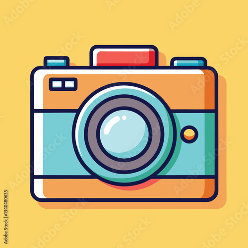 Retro Camera Vector Illustration.