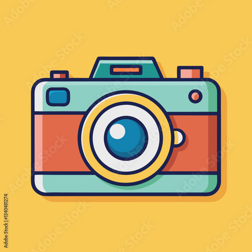 Retro Camera Vector Illustration.