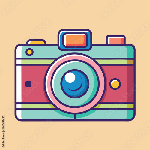 Retro Camera Vector Illustration.