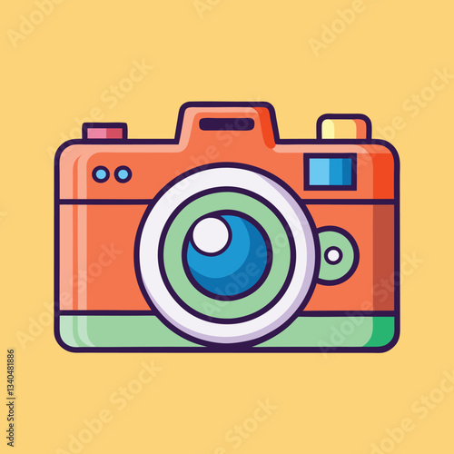 Retro Camera Vector Illustration.
