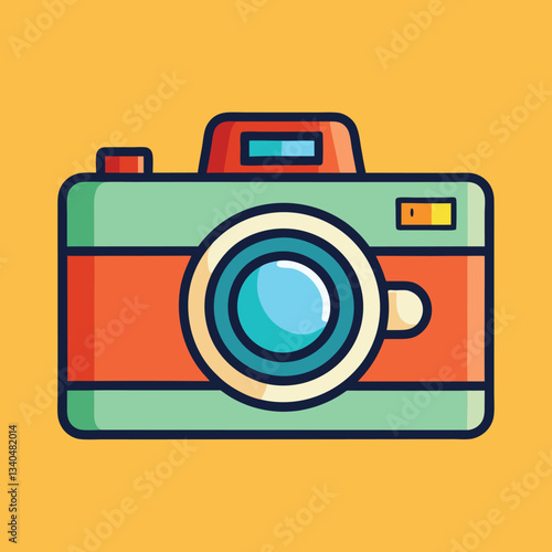 Retro Camera Vector Illustration.