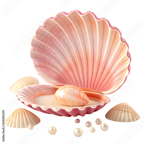 seashells on white background