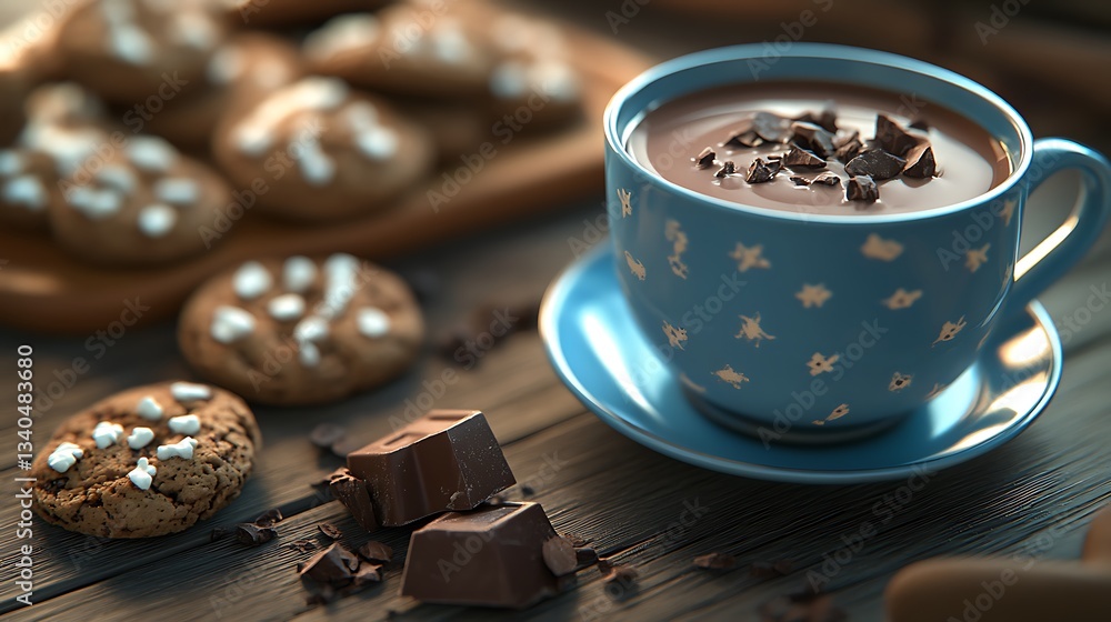 Hot chocolate in a cup and cookies Hot chocolate in a cup and cookies