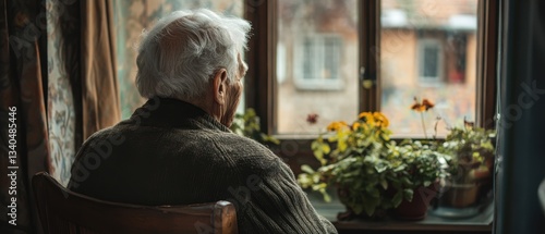 Elderly Person Staring Blankly at Wall in a Neglected Living Space